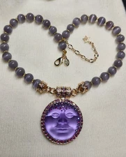 Kirks Folly Magnetic Purple Seaview Moon Face necklace Collectible Statement 