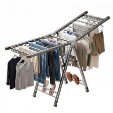 Heavy Duty 3-Tier Clothes Drying Rack with Wheels Shoe Rack - Large 5.9ft F...