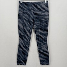 Athleta Salutation Stash Pocket II 7/8 Tight Tie Dye MP Medium Petite Gray Black
