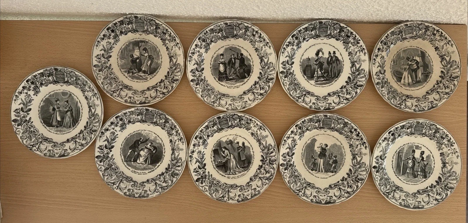 Lot De 9 Assiettes Vieillard Bordeaux