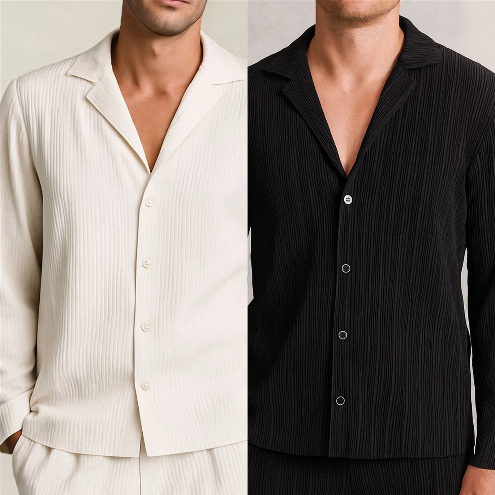 Reiss Mens Aubry Shirt Cuban Collar Black White Evening Party RRP £110
