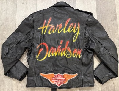 Harley Davidson x Wilson s Black Leather Moto Jacket - Large