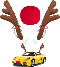 Reindeer Antler Kit Nose Reindeer Antlers Christmas For Car Window Roof-top F