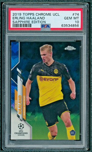 2019-2020 ERLING HAALAND Topps Chrome UCL Sapphire Edition #74 Rookie RC PSA 10 