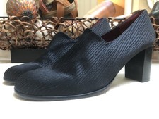 Charles Jourdan Paris Vintage Black Satin Stretch Block Heel Pumps US 9.5 EUC