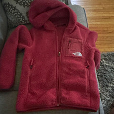 The North Face Girls Pink Hooded Fleece Full Zip Jacket Pockets Youth S/P