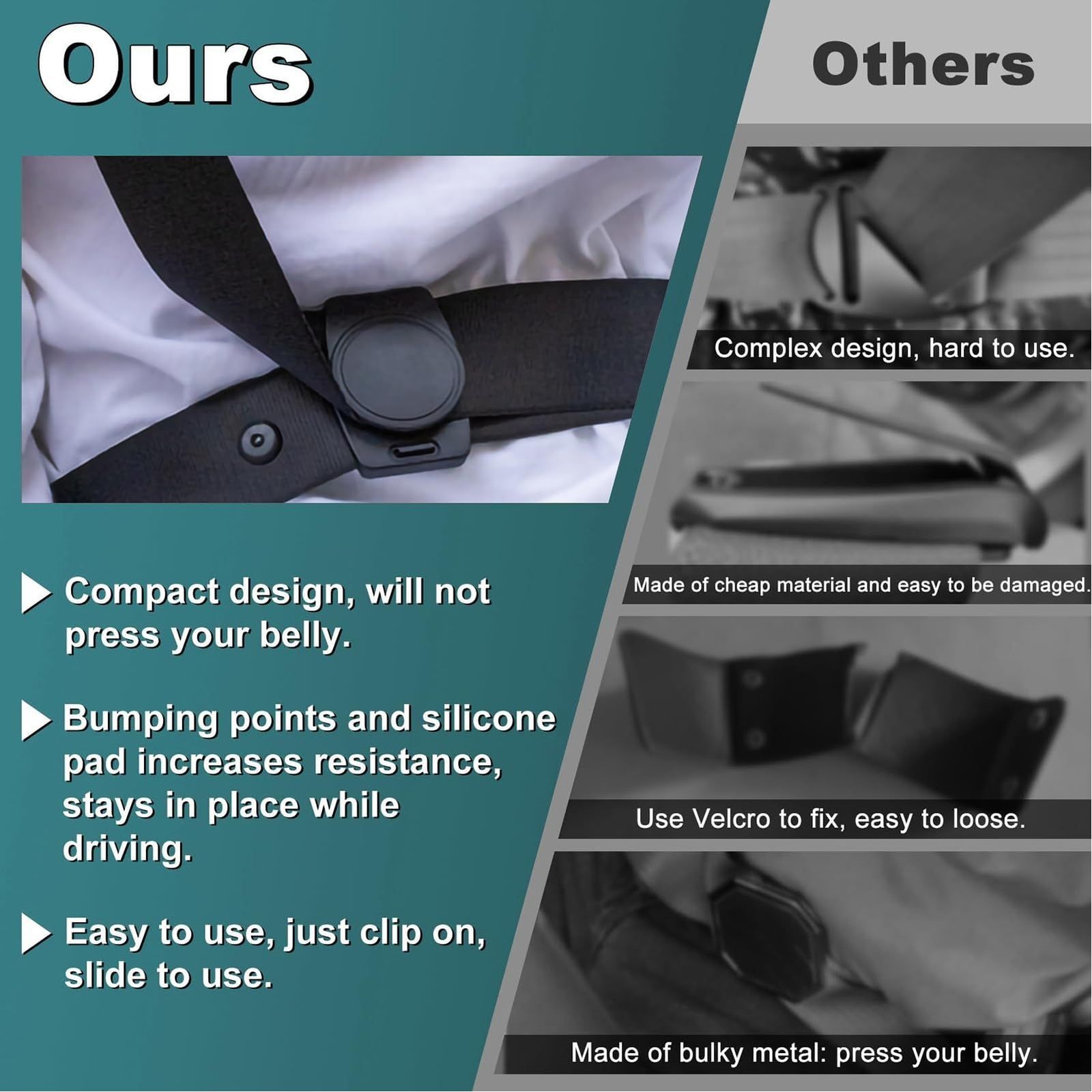 2 Packs Car Seat Belt Clips - Universal Seatbelt Adjuster Clips