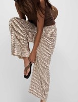 Marks & Spencer Womens Viscose Culotte Geometric Trousers in Brown Mix - M&S