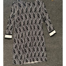 Michael Michael Kors Black White Swirl Paisley Shift Dress XL NWT 3/4 Sleeve