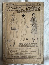Complete Original Flapper Standard Designer 8625 Sewing Pattern 32B 1920 Antique