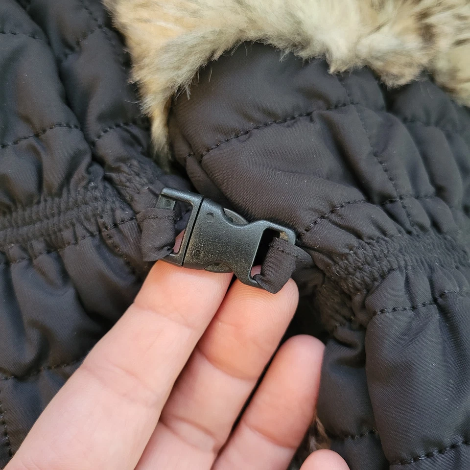 LL Bean 连指手套女式大号黑色绗缝人造毛皮装饰 PrimaLoft 冬季保暖 — 第 2/4 张图片