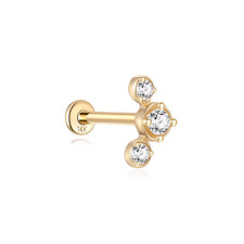 High Quality LENNIK 14K Gold Earrings Women Zircon Stud Smooth Piercing Gift