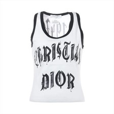 Christian Dior Jon Galliano 02SS Cotton Tank top F38 Ladies' White x black 2E12
