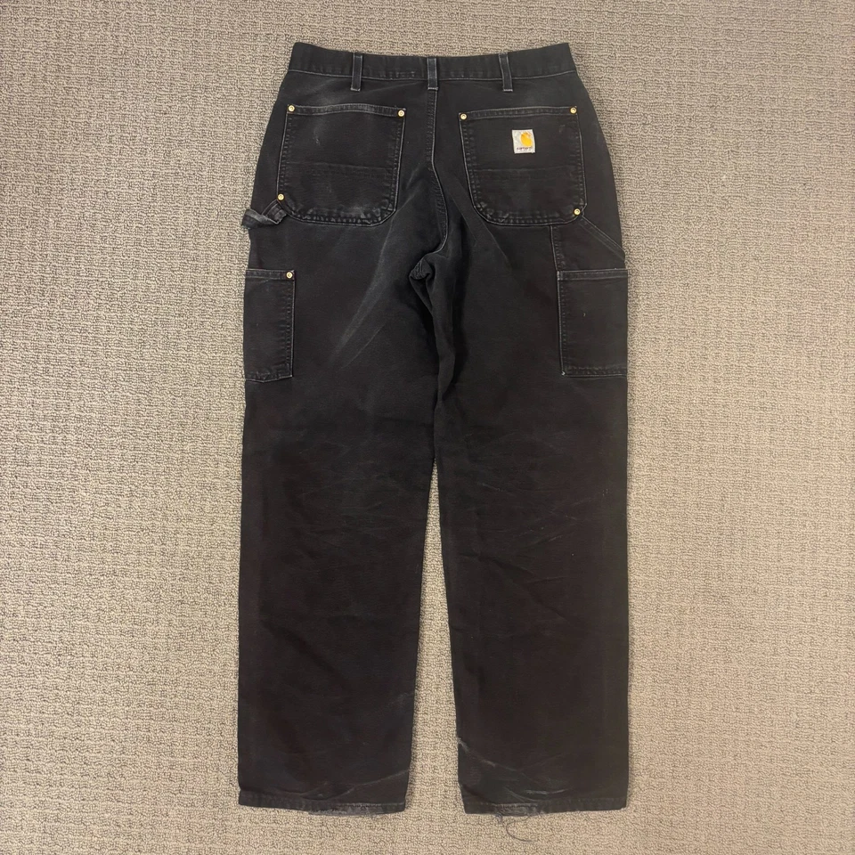 Vintage Carhartt Pants Mens B01 BLK 29X30 33X32 Double Knee Workwear Trashed USA - Image 2 of 4