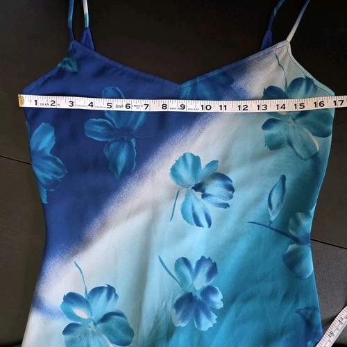 City Triangles Y2K Vintage Blue Floral Maxi Dress Spaghetti Straps Size 7 Fairy - Picture 16 of 23