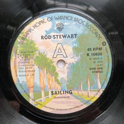 Rod Stewart, Sailing (NM-) 1975 Vinyl 7'' Warner UK, Stone Cold Sober