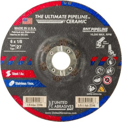 SAIT 22446 The Ultimate Pipeline  Ceramic Type 27 Grinding Wheels 6 X 7/8 Pkg 25
