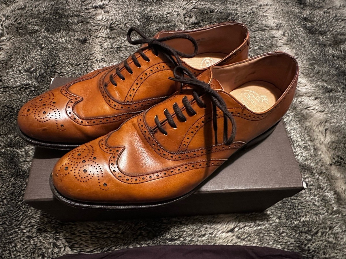 Church's Berlin Walnut Brown Wingtip Nevada Brogue Shoes Mens UK