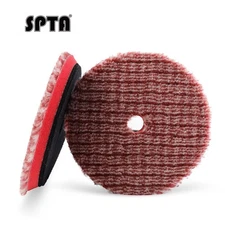 SPTA 1Pc 3/5/6 inch Wool Polishing Pad T140 Red Mix Heavy Cut for Car Polisher