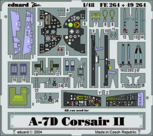 Eduard Accessories Fe264 - 1:48 A-7D Corsair II - Etching Set - New