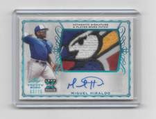 2020 leaf trinity Miguel Hiraldo 63/75 SP logo patch auto Teal Foil RPA