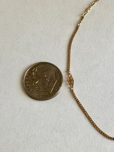 14K Yellow Gold 9 7/8" Chain Filigree Design Wrist or Ankle Bracelet 1.44 Grams - Picture 6 of 9