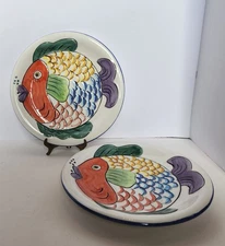 Tabletops Unlimited Fish Pescada Salad Dessert Plate 10.5" Hand Painted 90's