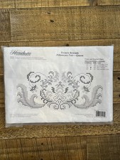 Herrschners French Brocade Pillowcase Pair Queen Stamped Cross-Stitch