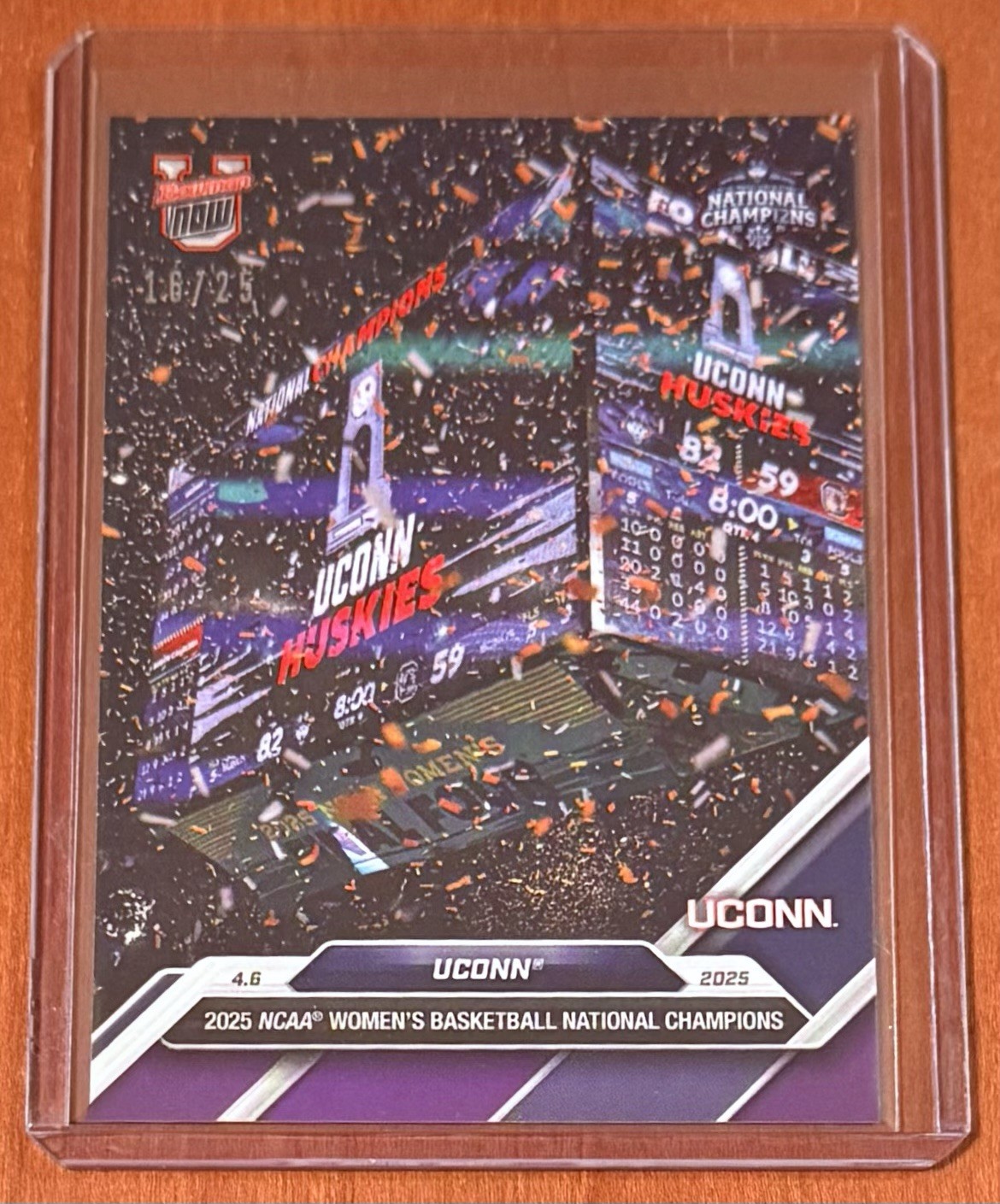 2024-25 TOPPS BOWMAN U NOW #108 UCONN - NUMBERED 16/25 PURPLE PARALLEL