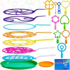 18-Piece Big Bubble Wands Set with Tray Solution for Kids Adults