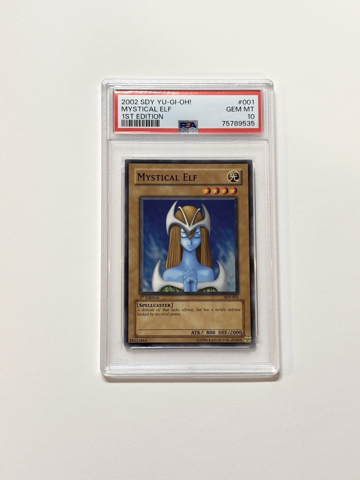 2002 YU-GI-OH! STARTER DECK: YUGI 1ST ED #001 MYSTICAL ELF PSA 10
