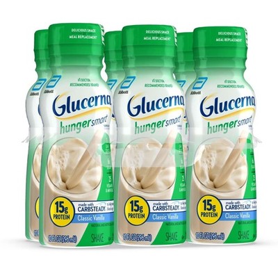 Glucerna Hunger Smart Diabetic Protein Shake Classic Vanilla 10oz Bottle 6ct
