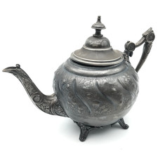 Théière en Étain Ancienne XIXeme 19eme sur Pieds Collection