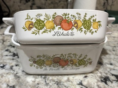 Rare!! Vintage Spice of Life L Echalote Corning Ware 2 Piece Set