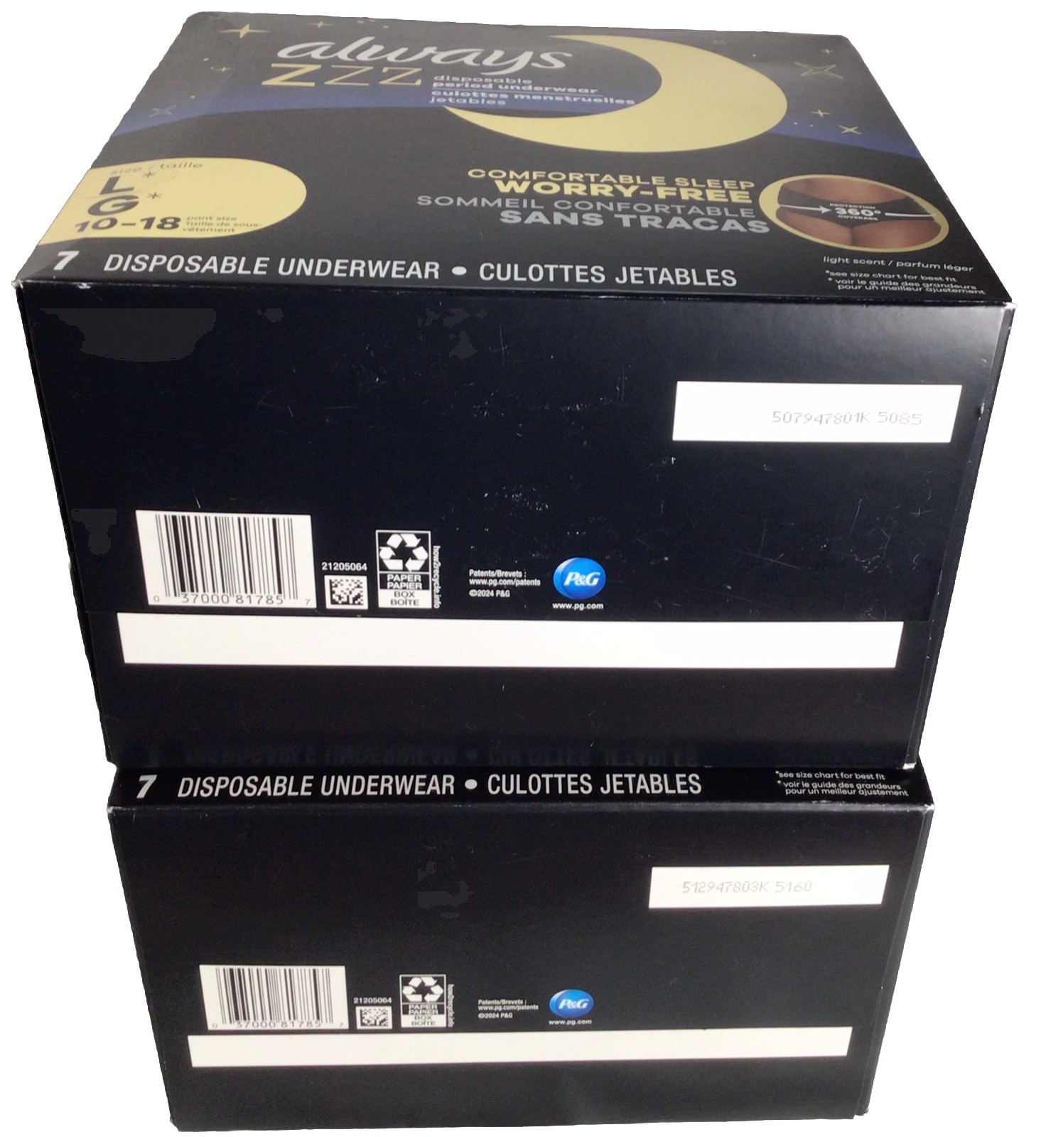 always zzz period underwear Size Large 7 Ct X2=14 Underwear