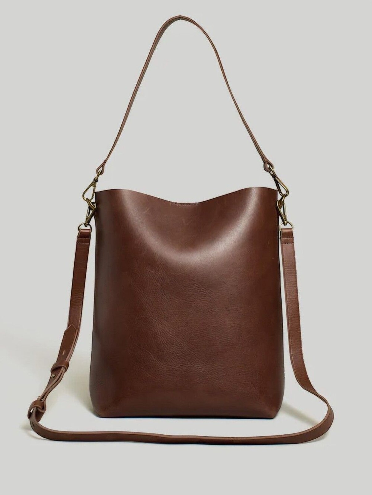 NWT Madewell Transport Bucket Bag Soft Mahogany Leather Womens Minimalist Luxe