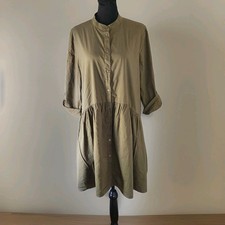 Madewell Women's Button-Front Mini Shirtdress Faded Ivy Cotton Viscose Size XL
