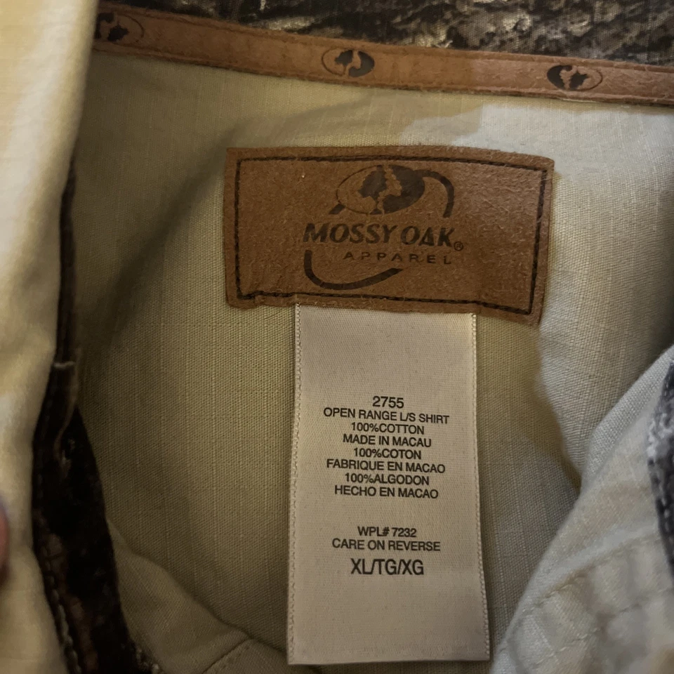 Mossy Oak Beige and Camo Men’s Button Down Shirt Size XL Hunting Casual Long Sl - Image 2 of 4