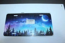Front License Plate Fun Graphic Design Aluminum Forest Moon Trees 