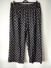 PLUS 22 BLACK WHITE POLKA DOT STRAIGHT LEG TROUSERS ELASTIC WAIST NO STRETCH