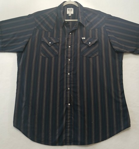 Ely Cattleman Western Hemd Herren 2XLT Tall Stripe Kurzarm Pearl Snap Cowboy