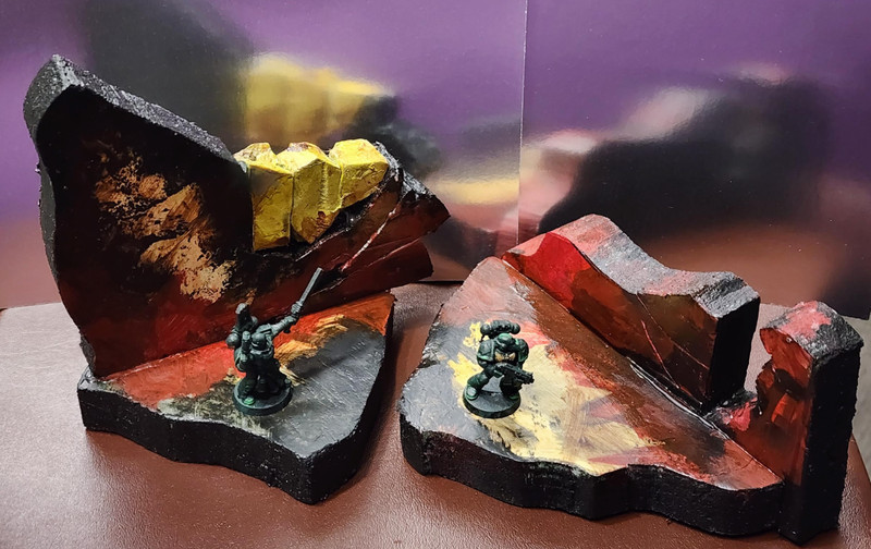 x2 Small Miniature Painted Foam Backgrounds (see photos)