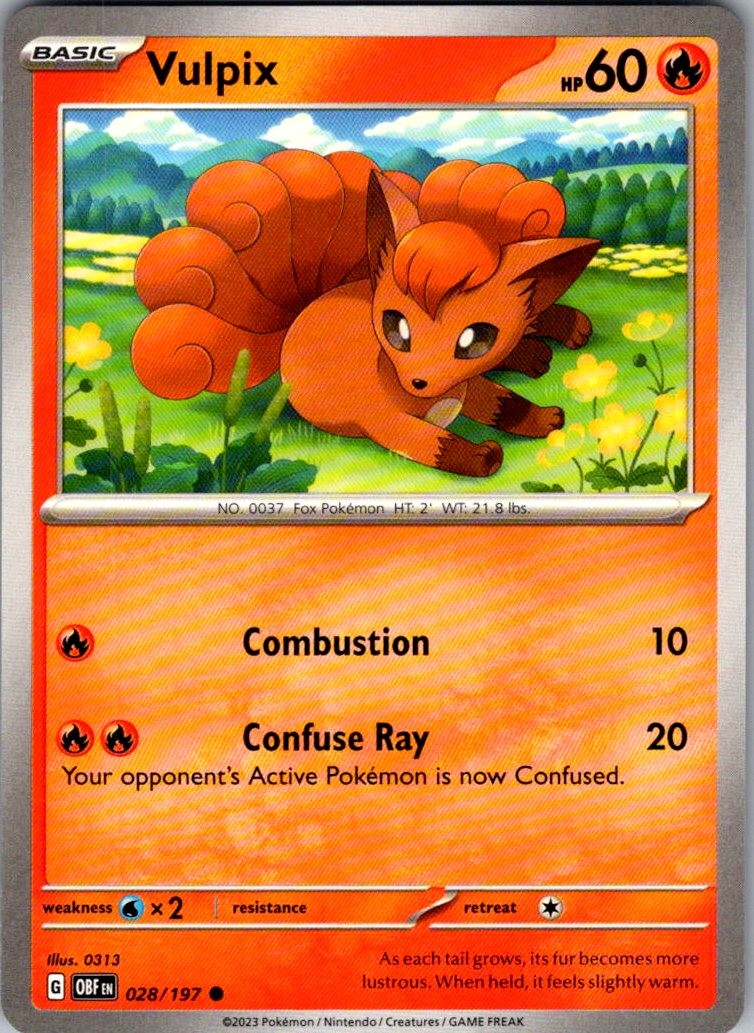 Vulpix Obsidian Flames 028/197 Common Pokemon Near Mint