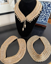 Vintage 1950s Faux Pearl Collar Necklace Top Hit Fashion Lot 3 Handmade Japan