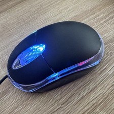 Wired USB Optical Mouse For PC Laptop Computer Scroll Wheel LED Light Black Mice