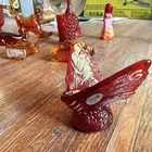 Red and yellow Fenton hand-painted glass butterfly figurine