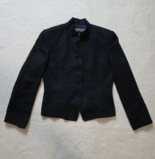 Linda Allard Ellen Tracy Linen Blazer Jacket Navy Blue Preppy Academia Size 8