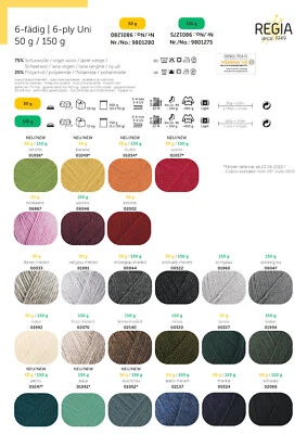 (95,00€/kg) *Regia 6-fädig uni* 6 fach Regia Sockenwolle 50g Knäuel