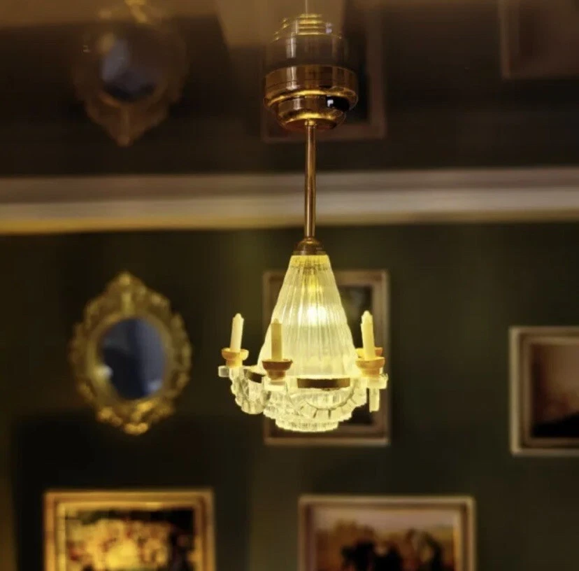 Lámpara de techo LED miniatura escala 1:12 a batería para casa de muñecas Foto 2 de 4