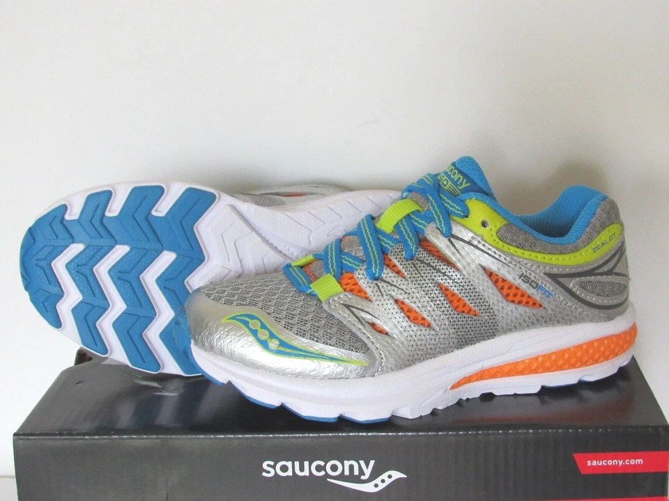 Zapatos Atléticos Saucony Zealot Gris Plata Cuero Malla Niños/Niñas Talla 11,11.5 Foto 2 de 4